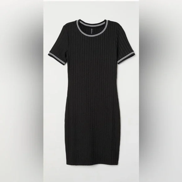Divided | Dresses | Divided By Hm Shortsleeved Fitted Black Jersey Dress |  Poshmark